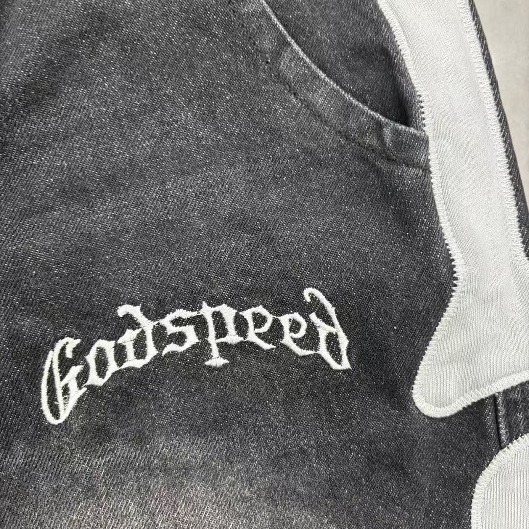 GODSPEED Distressed Graphic Denim Shorts