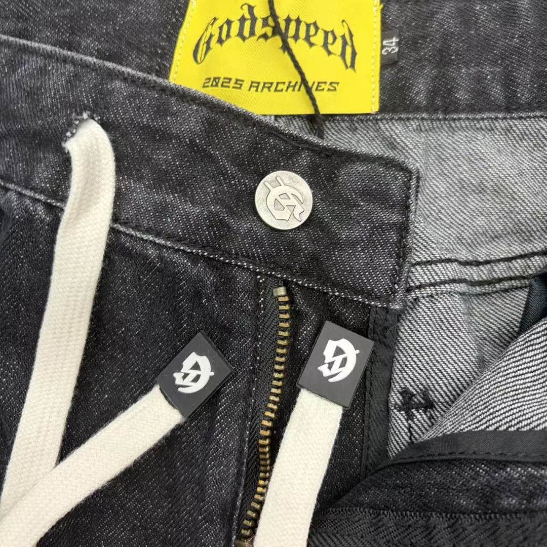 GODSPEED Distressed Graphic Denim Shorts