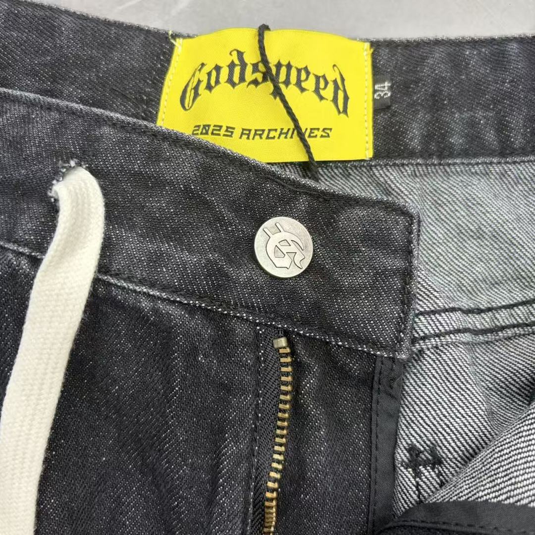 GODSPEED Distressed Graphic Denim Shorts