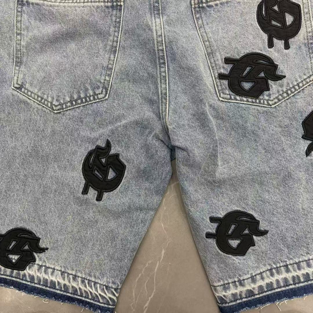 GODSPEED Graphic Patchwork Denim Shorts