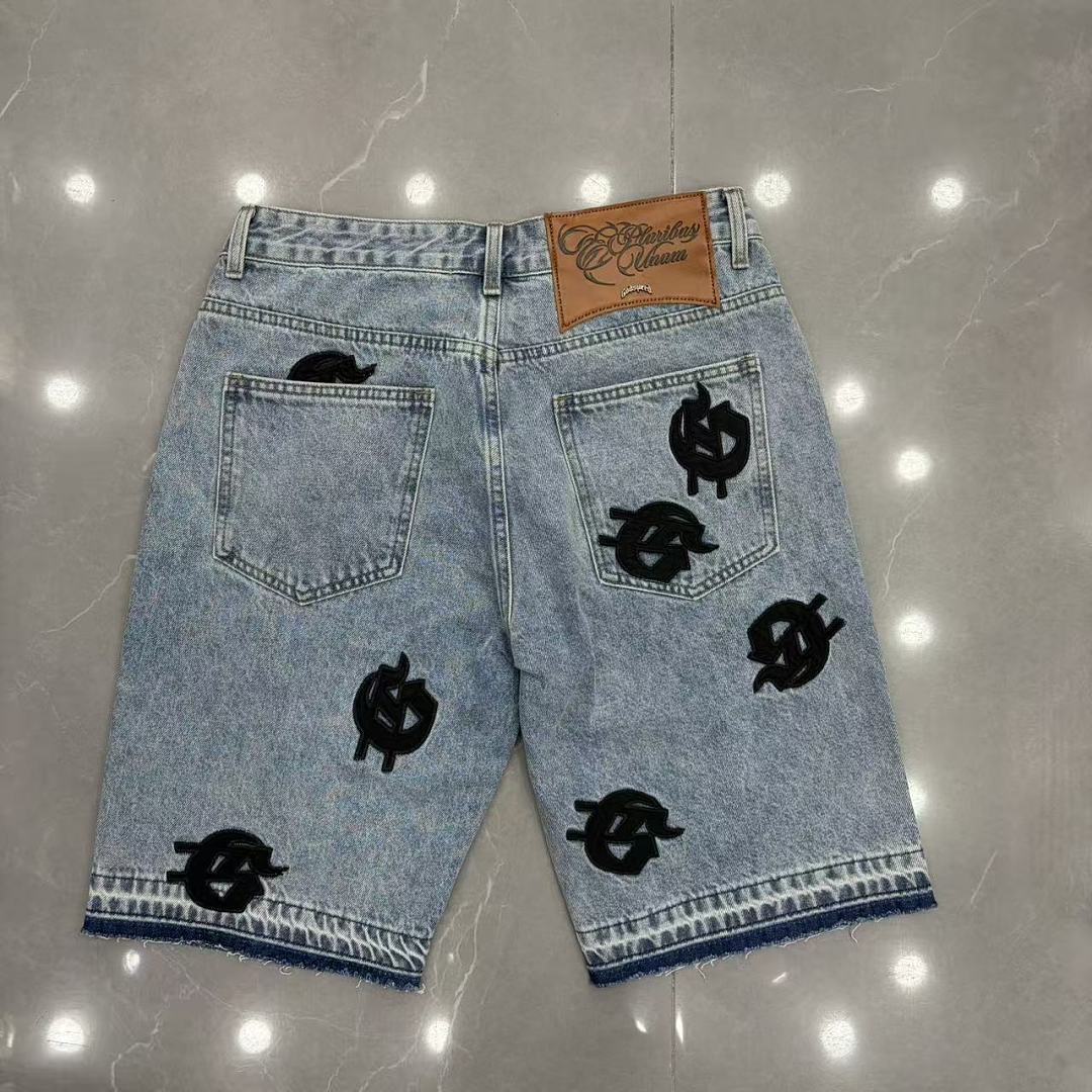 GODSPEED Graphic Patchwork Denim Shorts