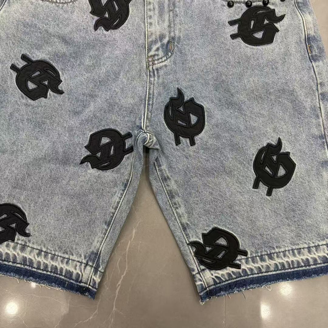 GODSPEED Graphic Patchwork Denim Shorts