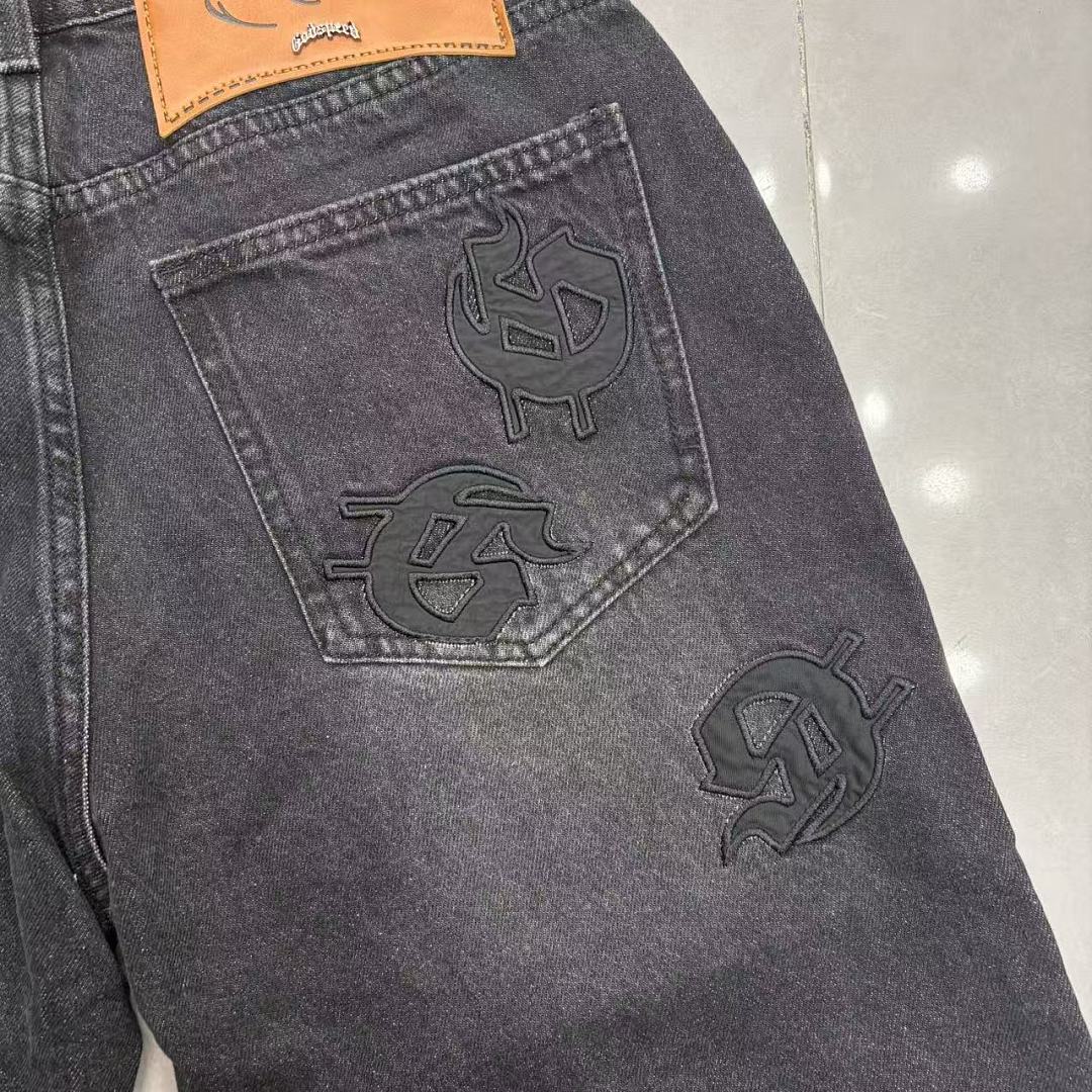 GODSPEED Graphic Patchwork Denim Shorts