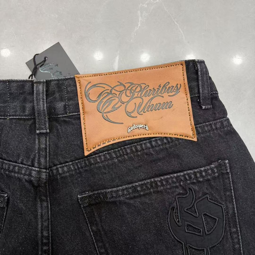 GODSPEED Graphic Patchwork Denim Shorts