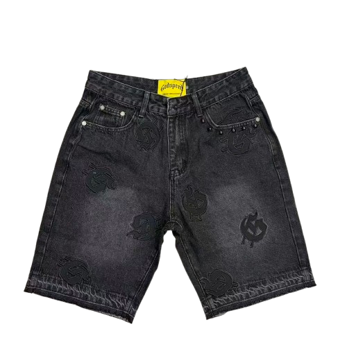 GODSPEED Graphic Patchwork Denim Shorts