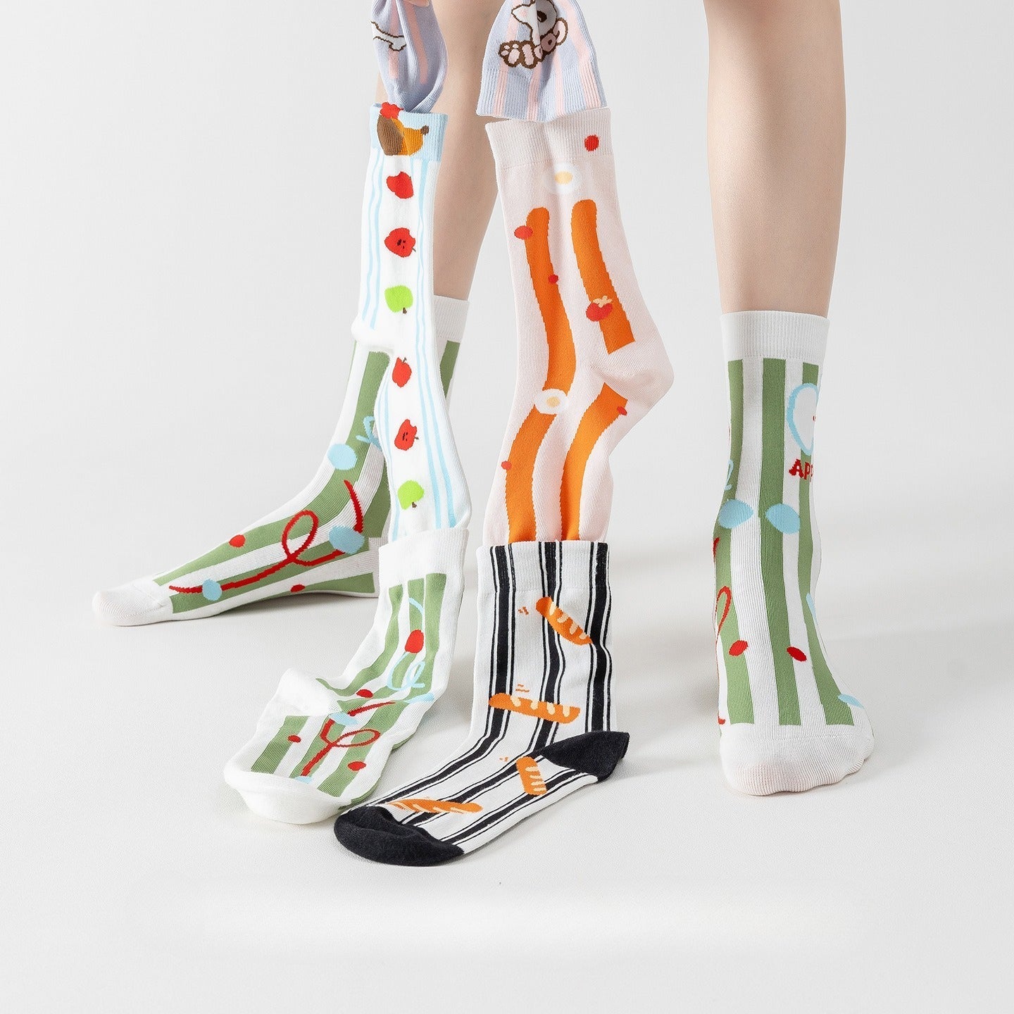 Whimsical Food Animal Crew Socks