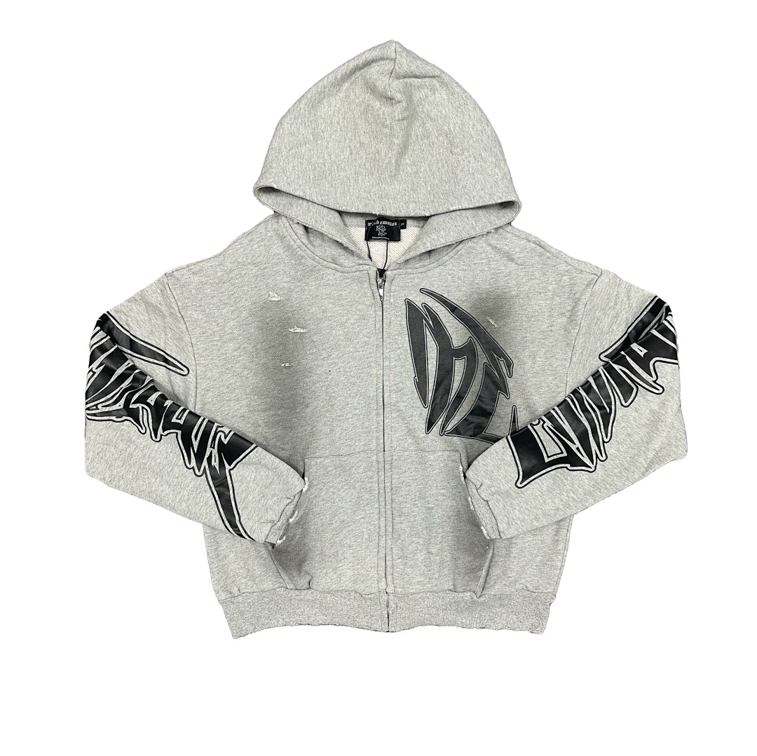 MIXED EMOTION Graphic Sleeve Zip-Up Hoodie