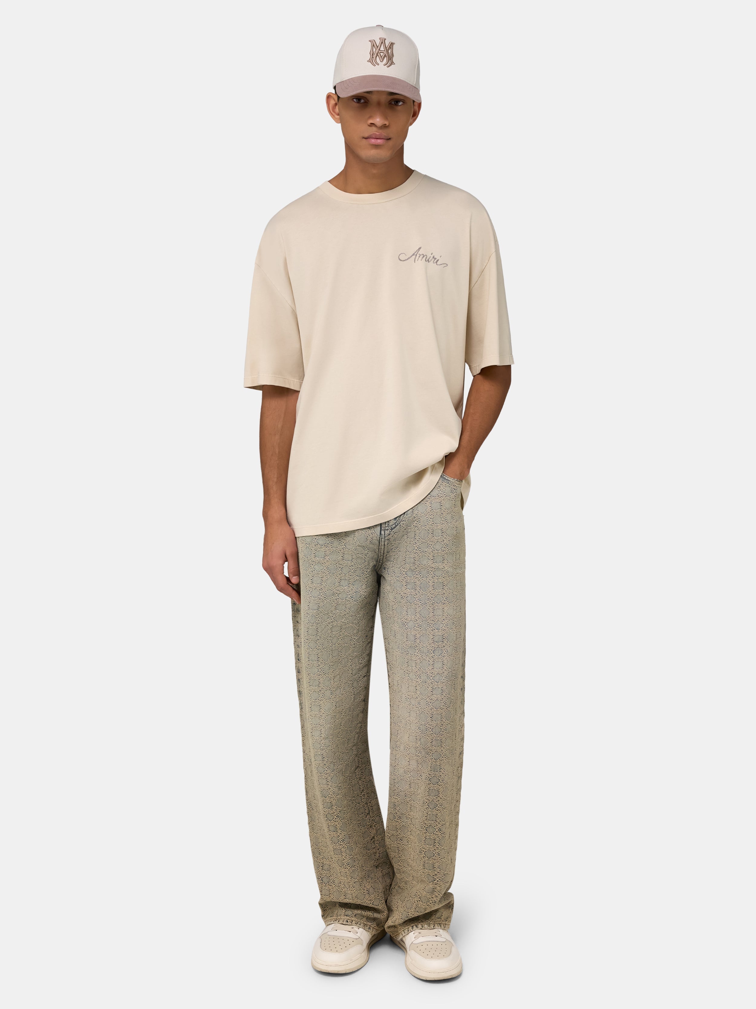 MA QUAD CHECKERBOARD OVERSIZED TEE - Alabaster