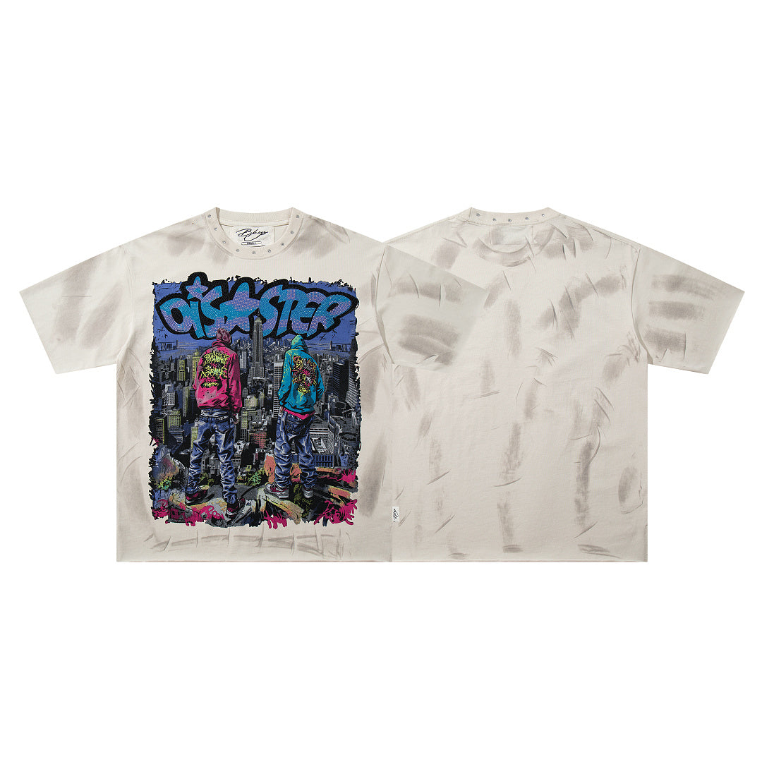 BKYS Crystal Portrait Vintage Fade Street Style Graphic T-Shirt