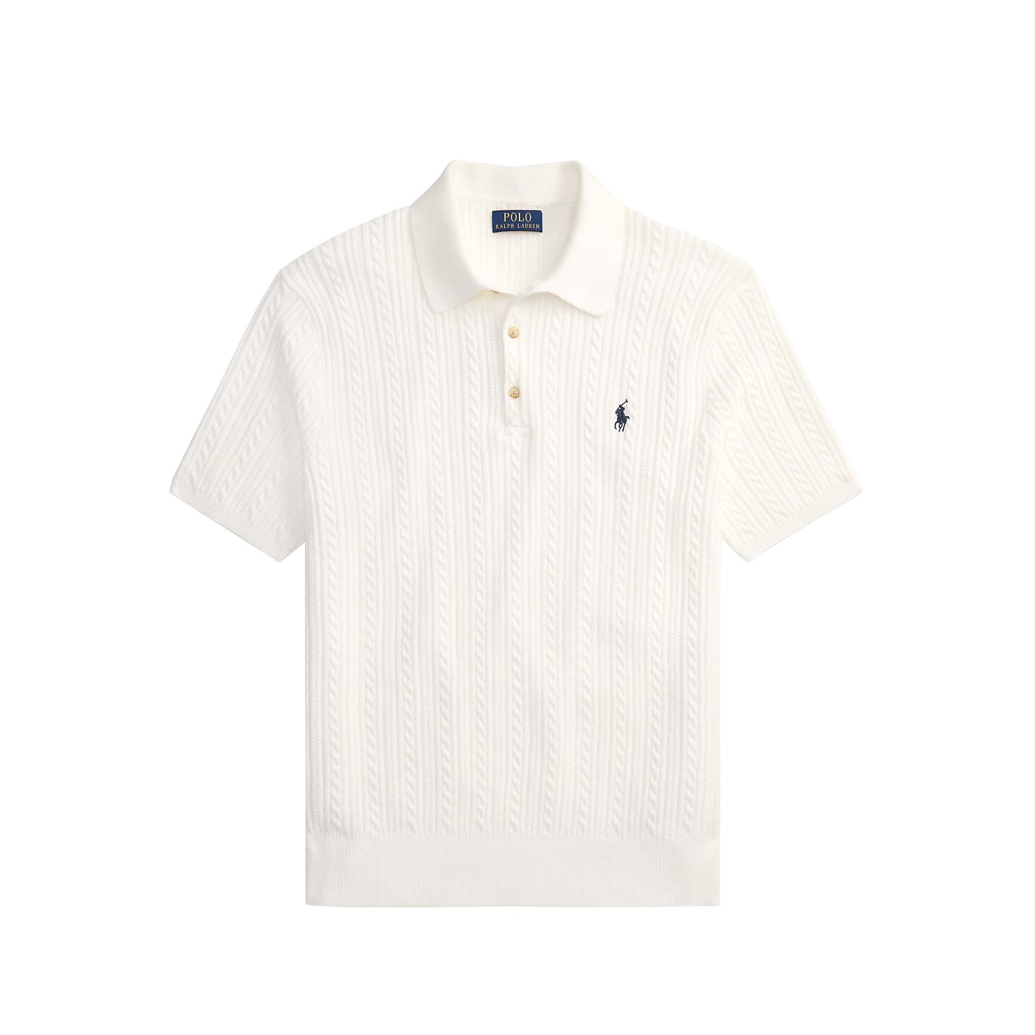 Polo Ralph Lauren CABLE-KNIT POLO JUMPER S/S, White