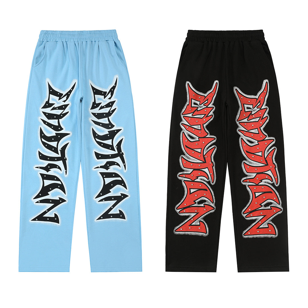 MIXED EMOTION Oversized Letter Graphic Lounge Pants