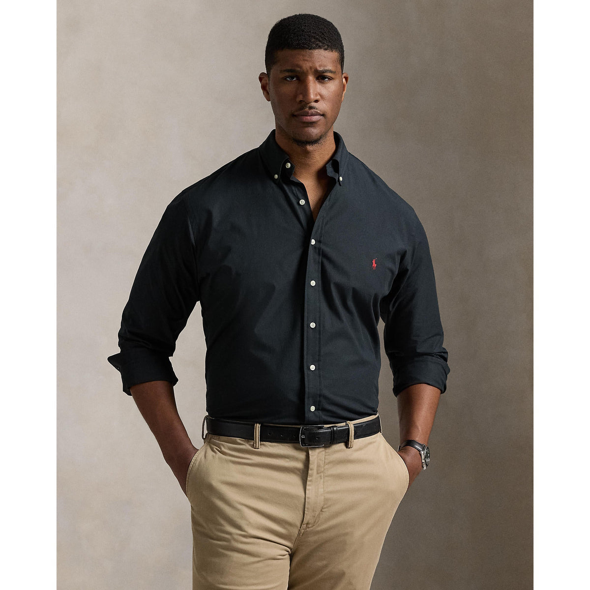Polo Ralph Lauren - Poplin Stretch Shirt - Big & Tall Sizes - Black