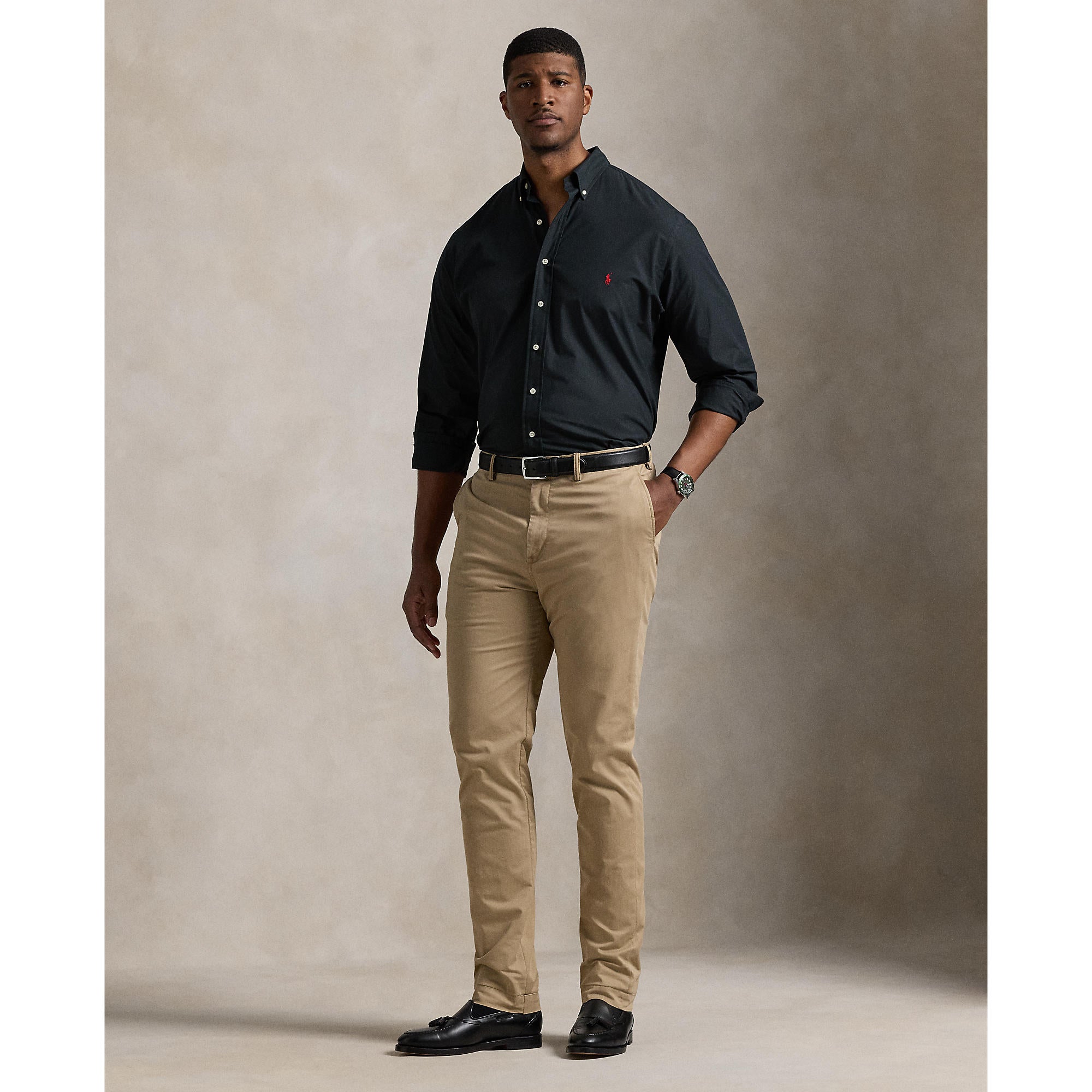 Polo Ralph Lauren - Poplin Stretch Shirt - Big & Tall Sizes - Black