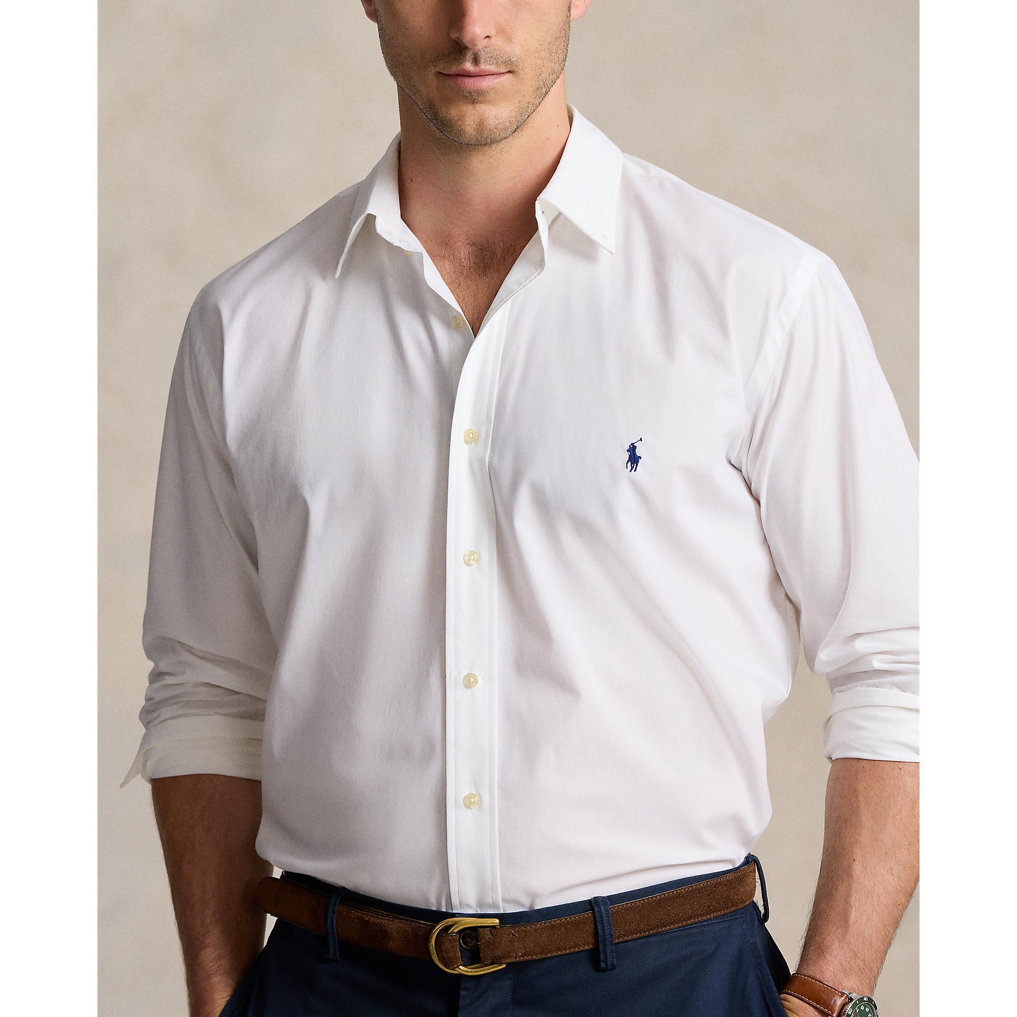 Polo Ralph Lauren - Poplin Stretch Shirt - Big & Tall Sizes - White