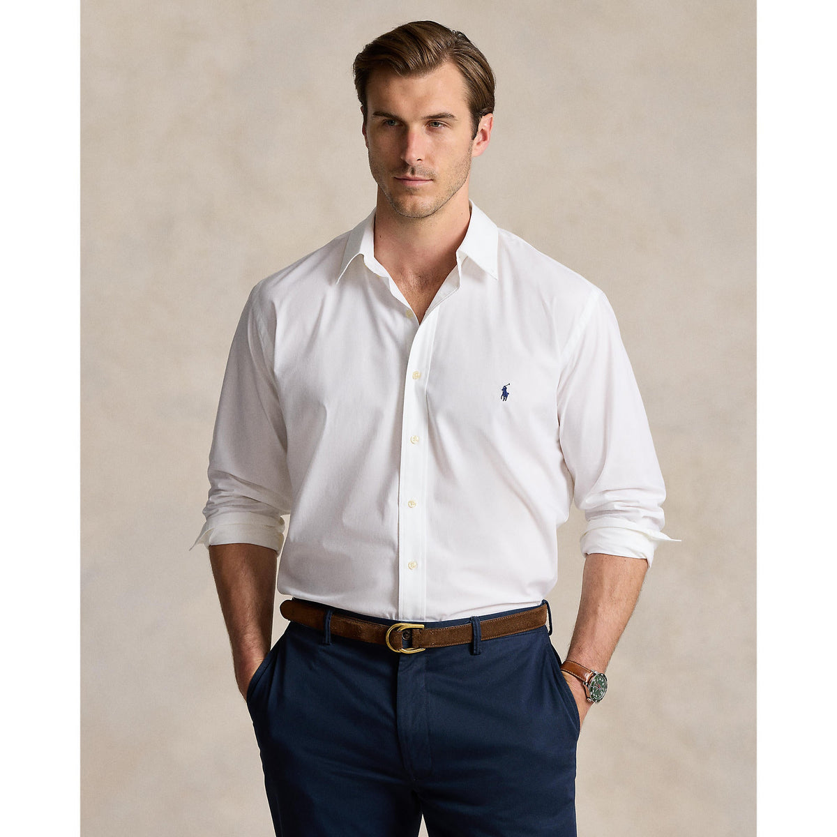 Polo Ralph Lauren - Poplin Stretch Shirt - Big & Tall Sizes - White