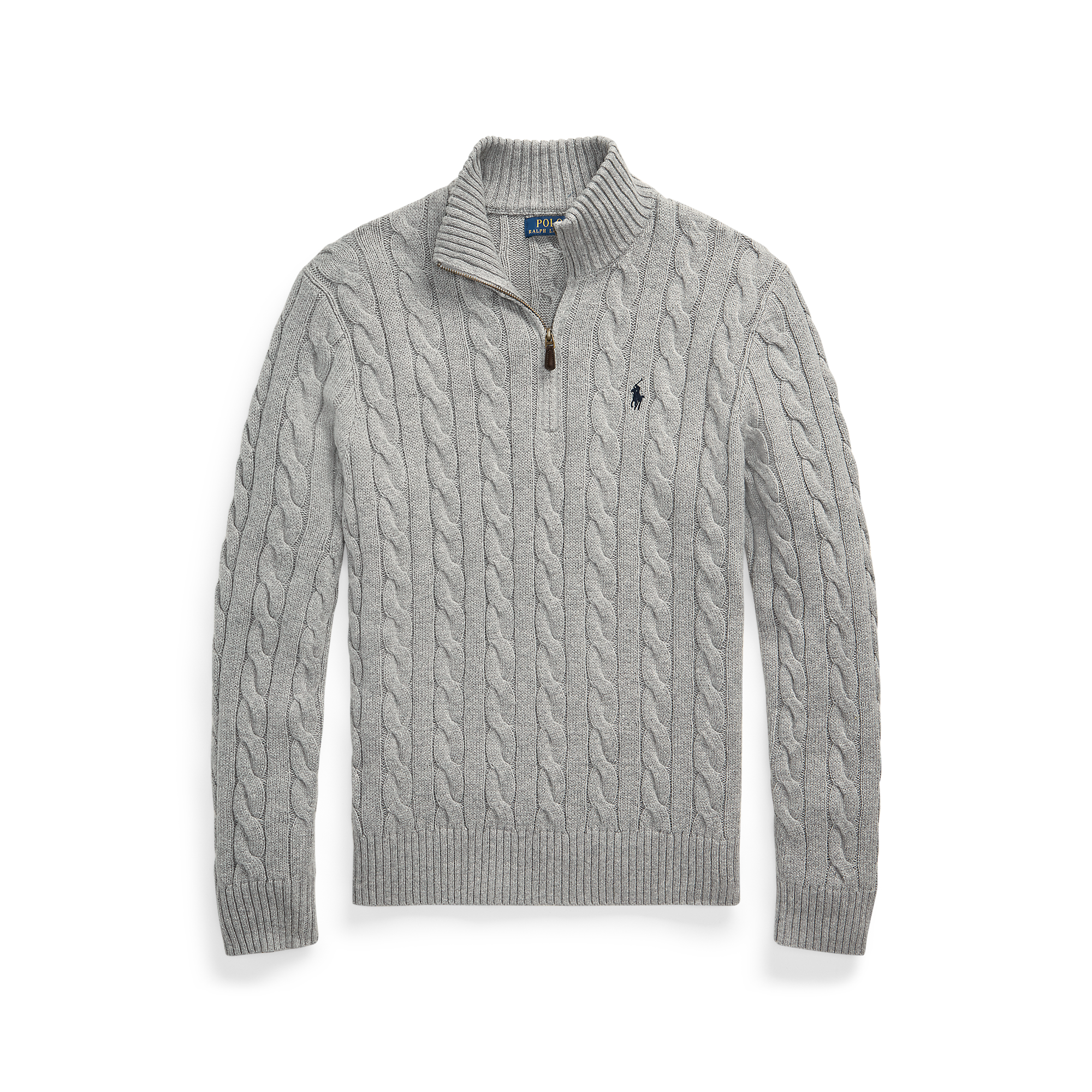 Polo Ralph Lauren - Cable Knit Quarter Zip Sweater - Fawn Grey Heather