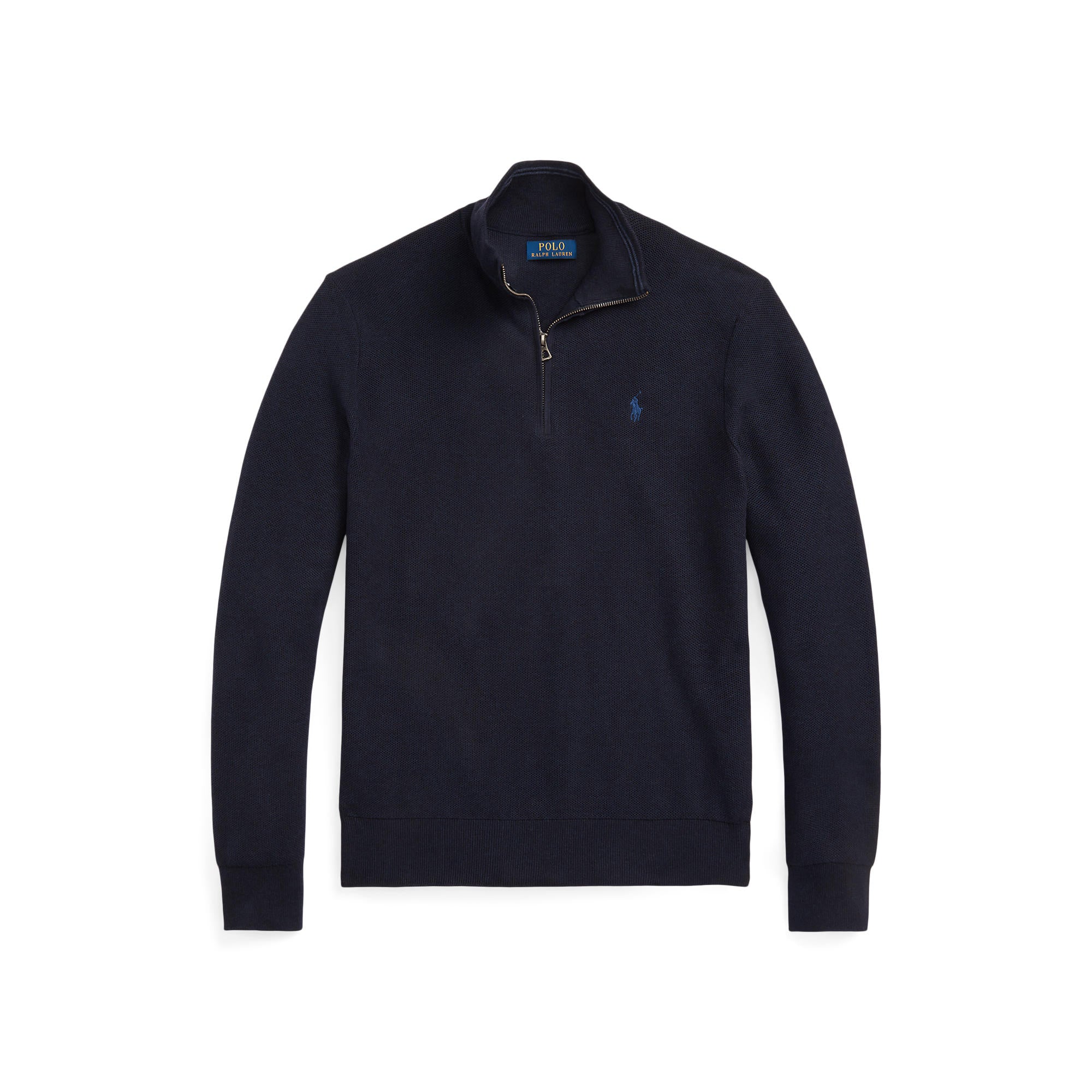 Polo Ralph Lauren - Mesh-Knit Cotton Quarter-Zip Sweater - Navy Heather