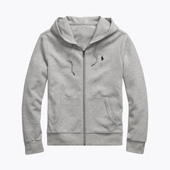 Ralph Lauren Doppelstrick-Kapuzenpullover mit durchgehendem Reißverschluss