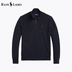Ralph Lauren Mesh-Strickpullover aus Baumwolle mit Viertelreißverschluss