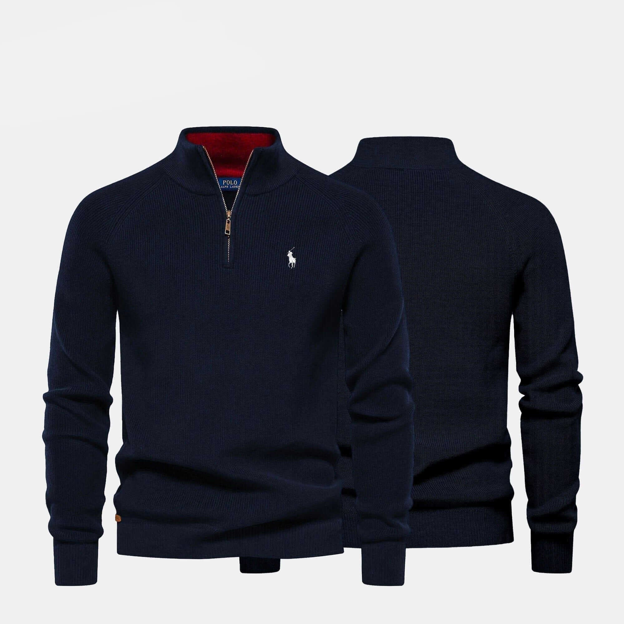 Raffinierter Rippstrick-Pullover mit Reißverschluss