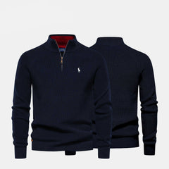 Raffinierter Rippstrick-Pullover mit Reißverschluss