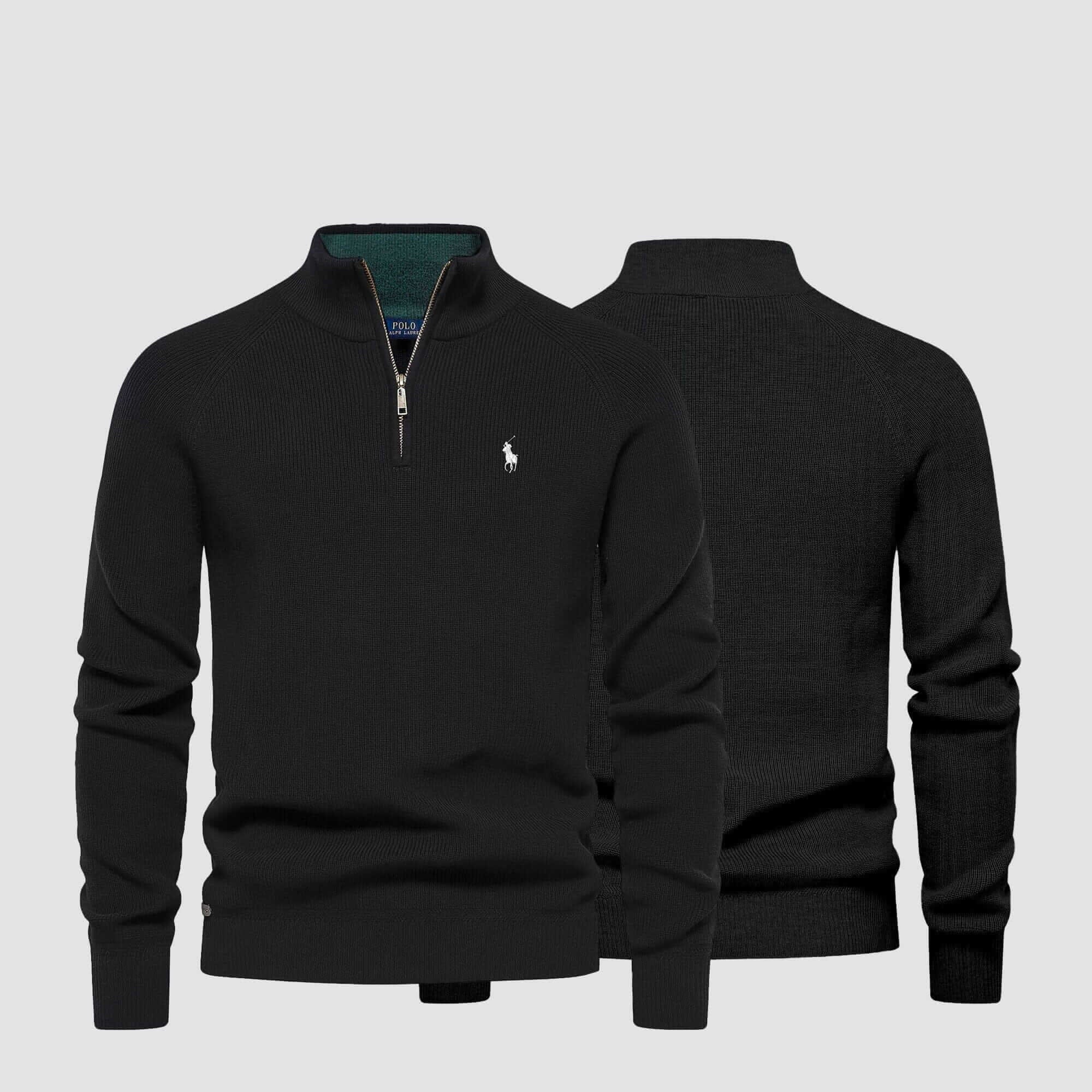 Raffinierter Rippstrick-Pullover mit Reißverschluss
