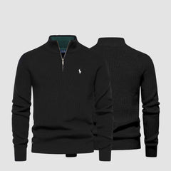 Raffinierter Rippstrick-Pullover mit Reißverschluss