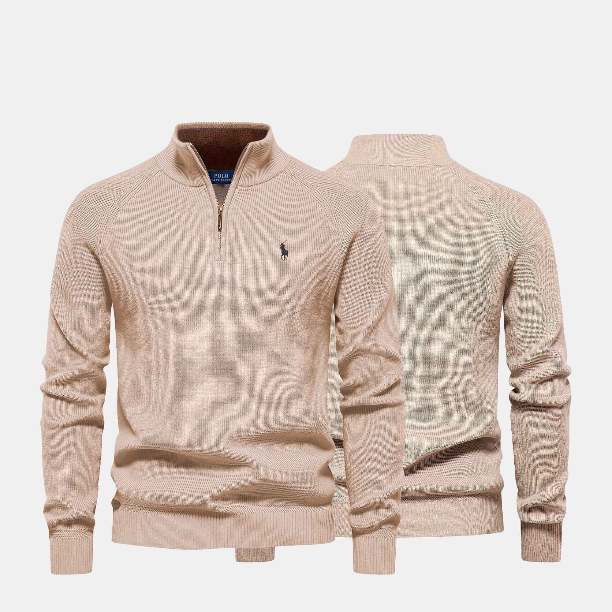 Raffinierter Rippstrick-Pullover mit Reißverschluss