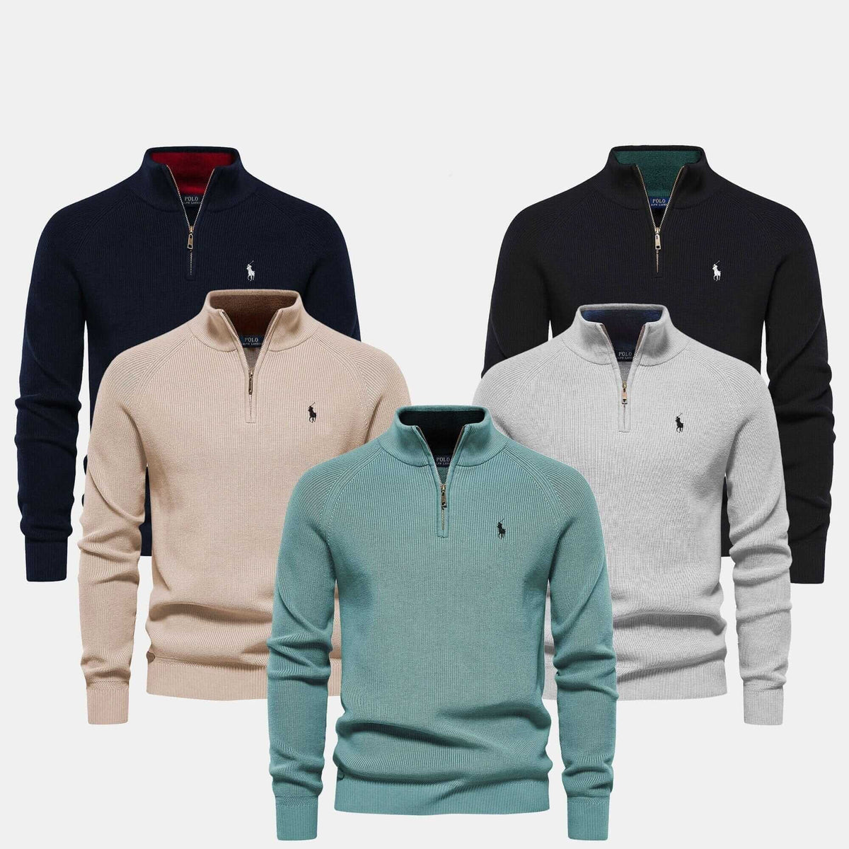 Raffinierter Rippstrick-Pullover mit Reißverschluss