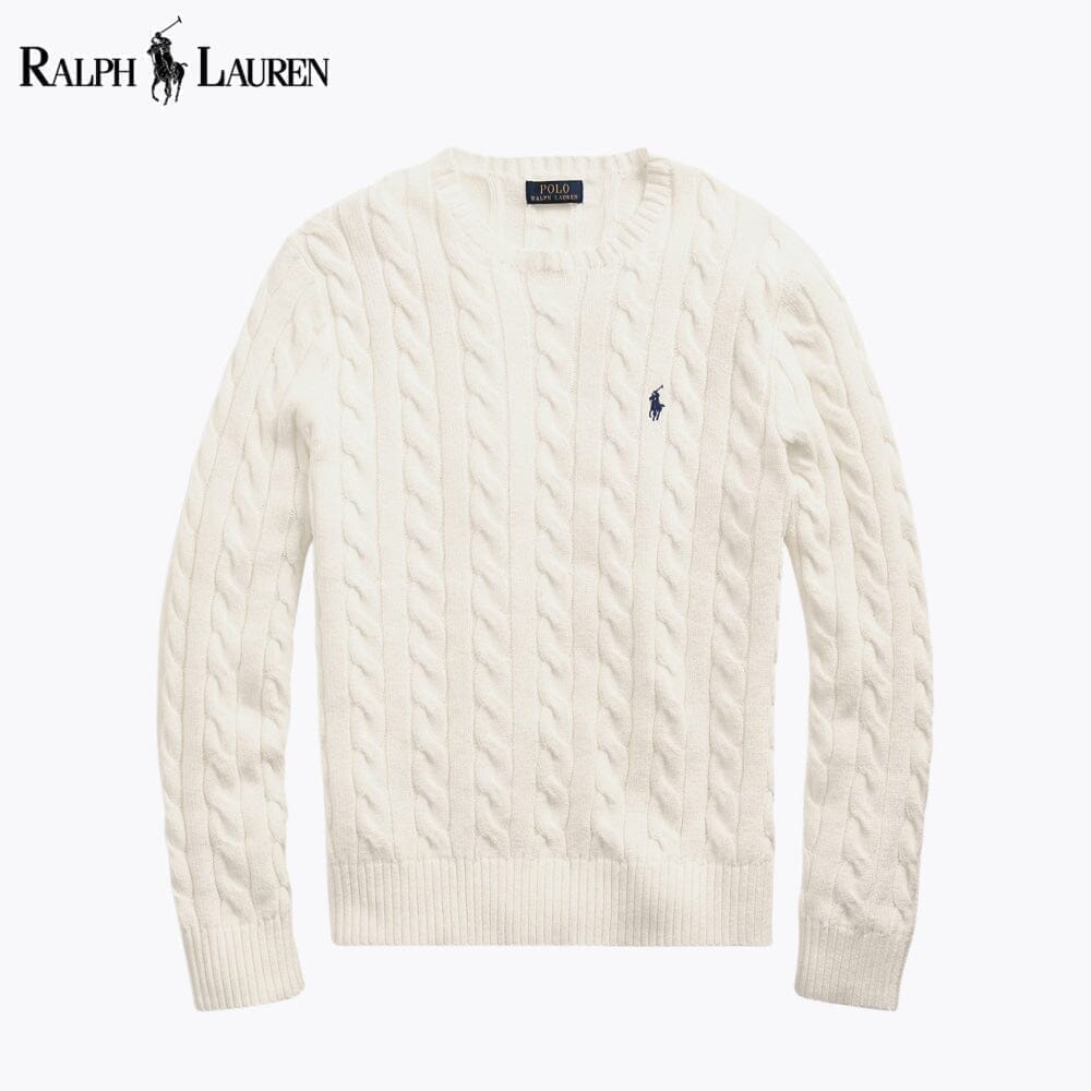 Zopfstrickpullover aus Baumwolle